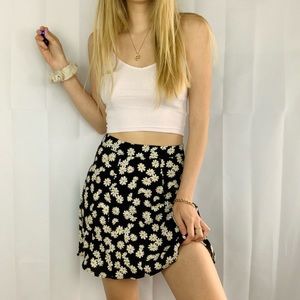 Reformation Daisy sunflower black mini skirt